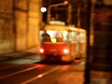 Tram in Praag. Tram in Prague.